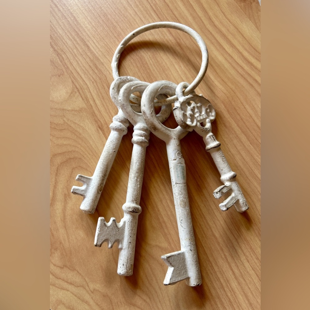 All’asta White Distressed Rustic Heavy Metal Decorative Keys